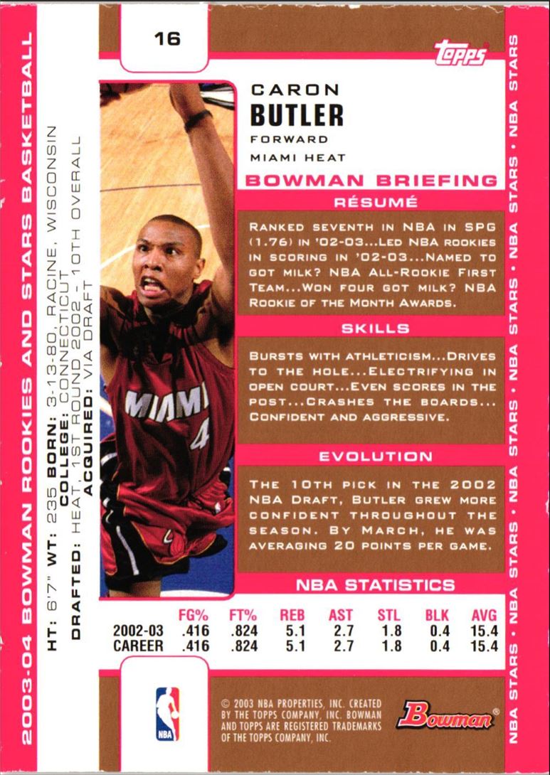 2003 Bowman Caron Butler