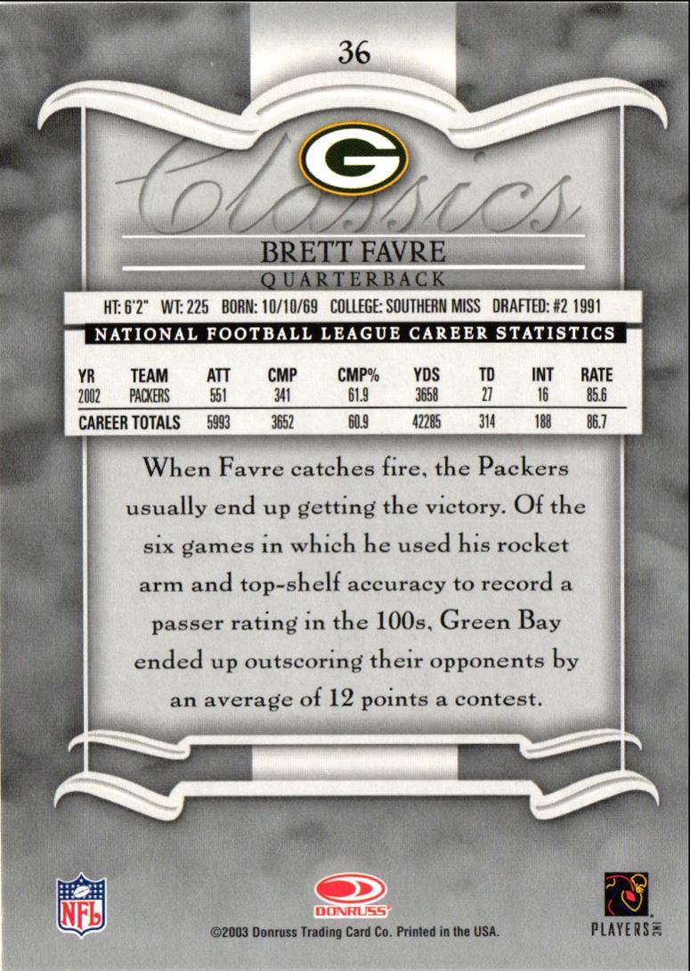 2003 Donruss Classics Brett Favre