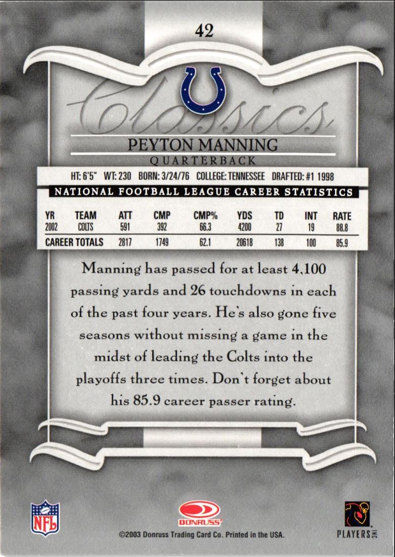 2003 Donruss Classics Peyton Manning