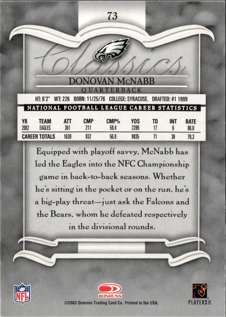 2003 Donruss Classics Donovan McNabb