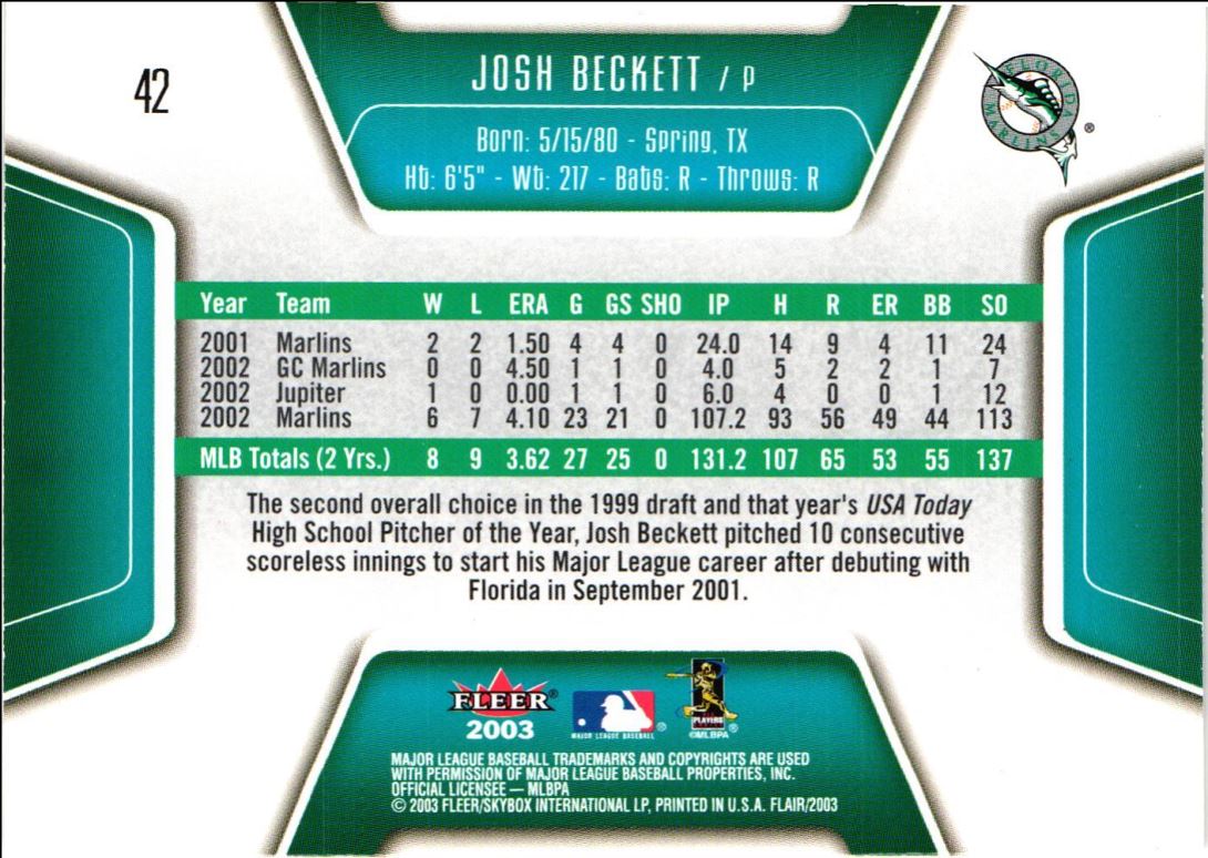 2003 Flair Josh Beckett