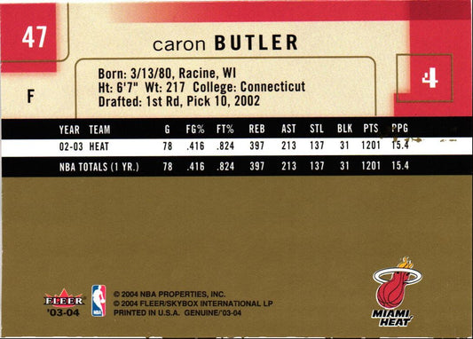 2003 Fleer Genuine Insider Caron Butler