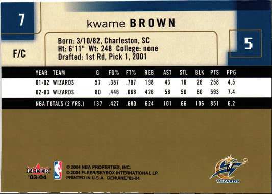 2003 Fleer Genuine Insider Kwame Brown