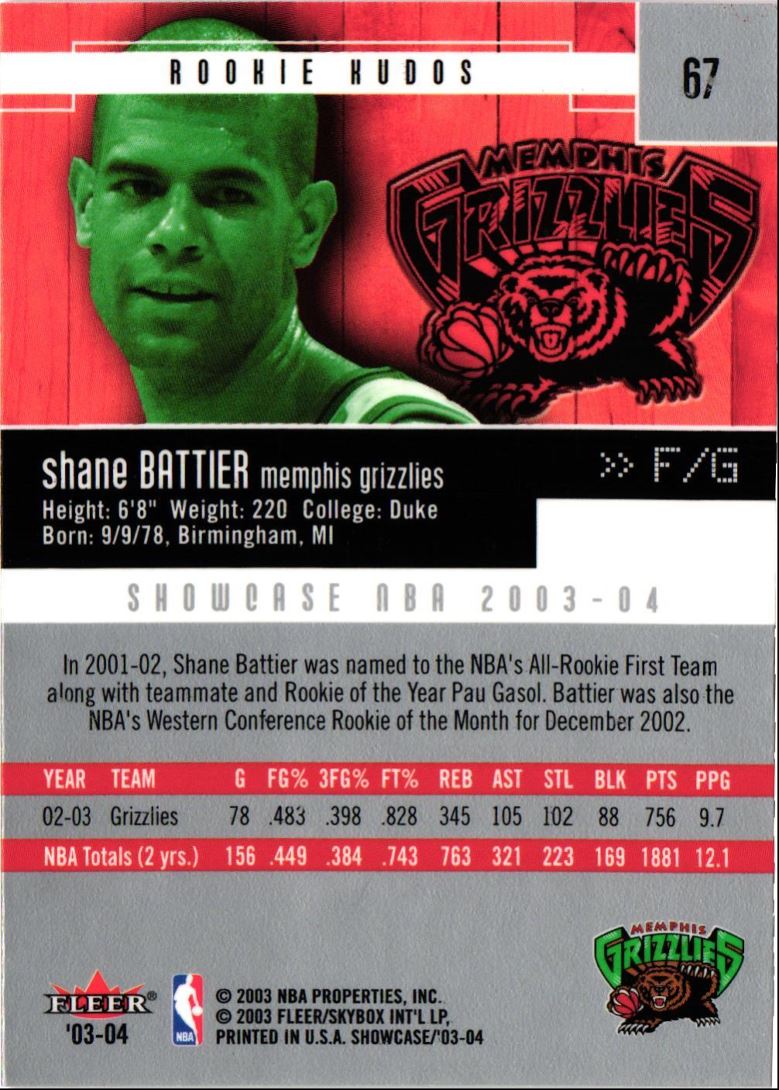 2003 Fleer Showcase Shane Battier