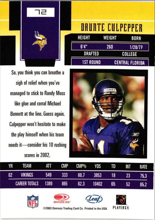 2003 Leaf Certified Materials Daunte Culpepper