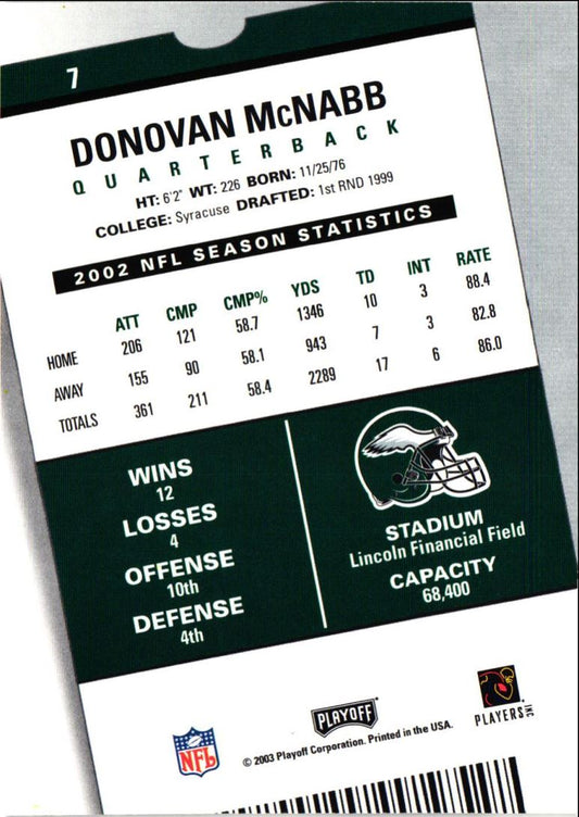 2003 Playoff Contenders Donovan McNabb