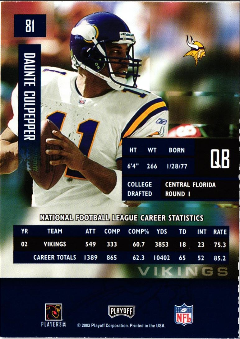 2003 Playoff Prestige Daunte Culpepper