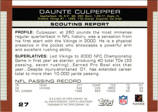 2003 Topps Draft Picks & Prospects Daunte Culpepper