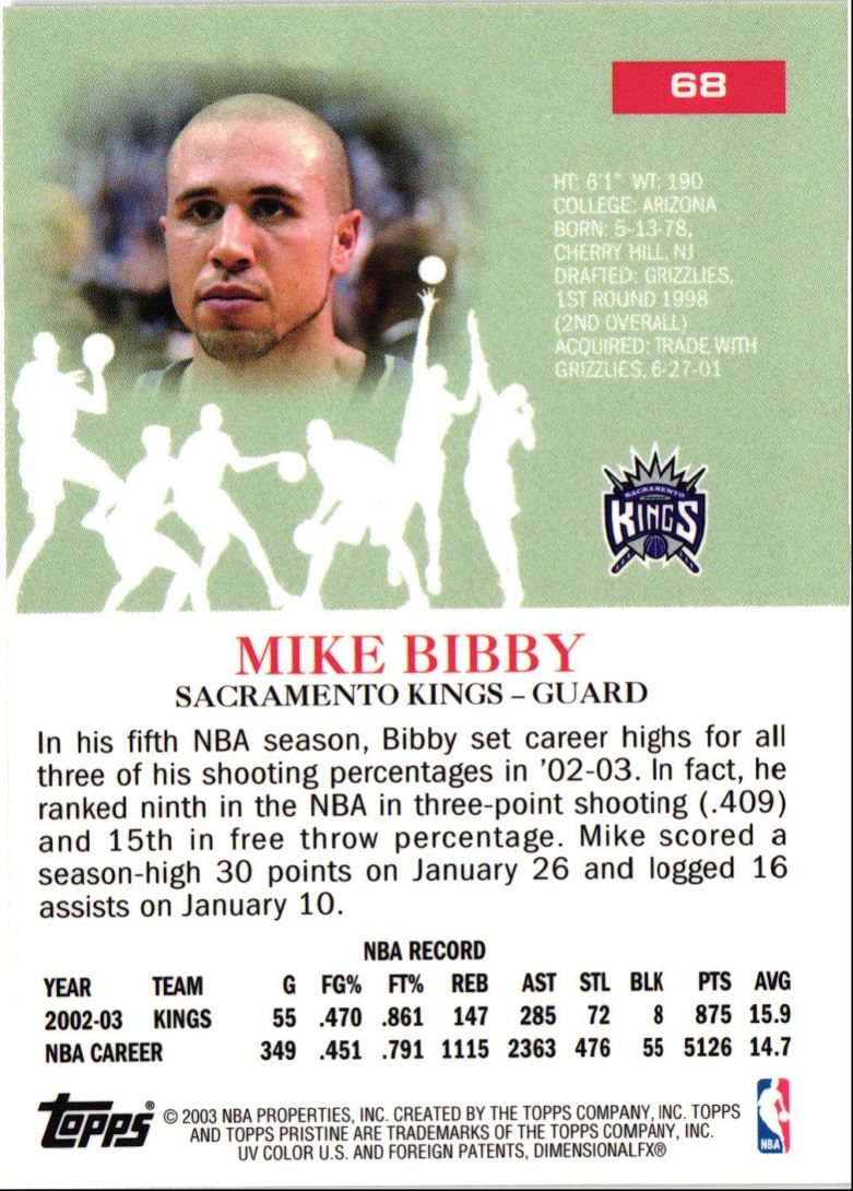 2003 Topps Pristine Mike Bibby