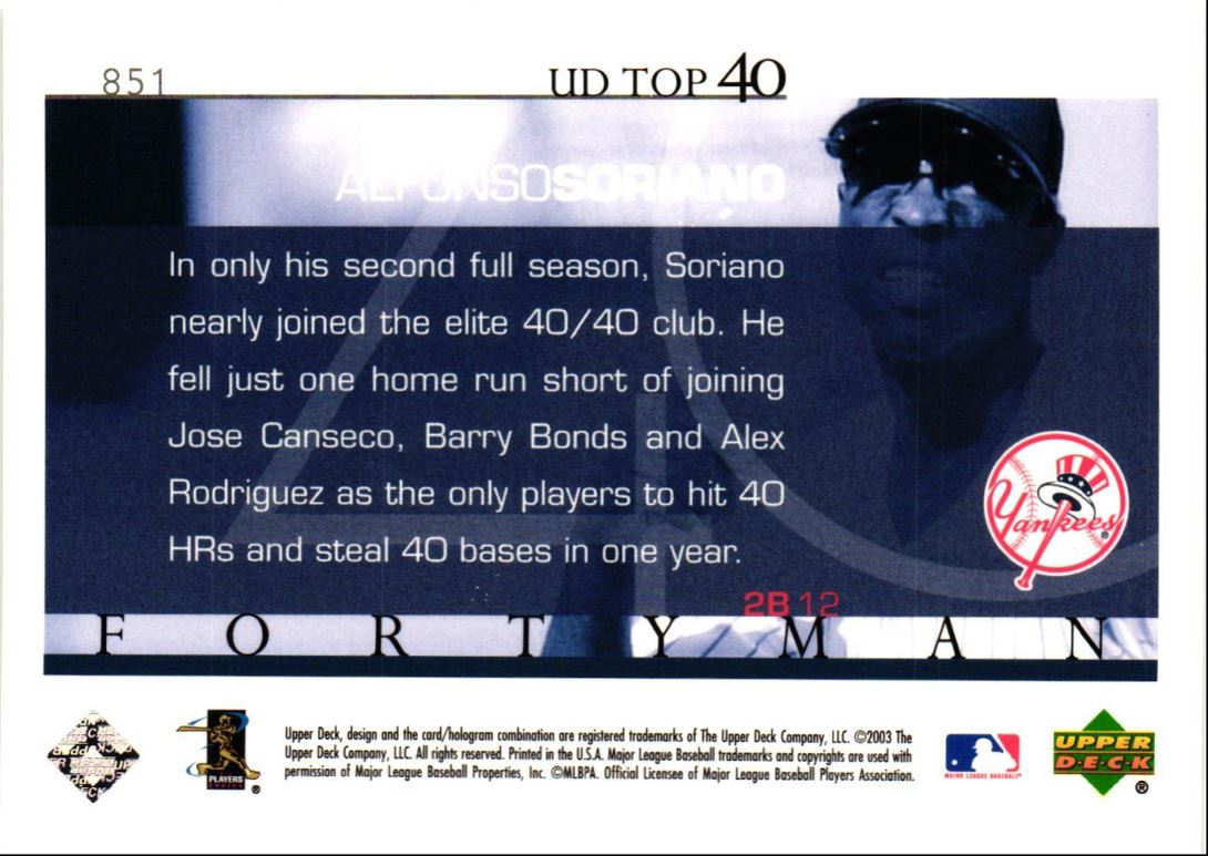 2003 Upper Deck 40-Man Alfonso Soriano