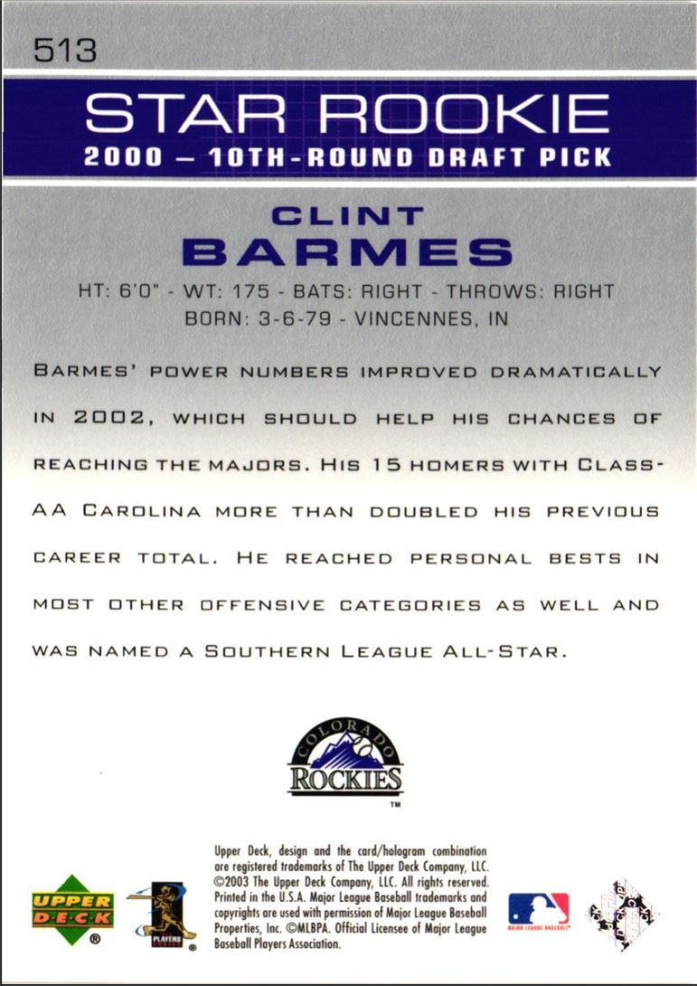 2003 Upper Deck Clint Barmes