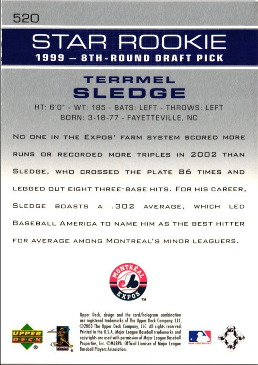 2003 Upper Deck Terrmel Sledge