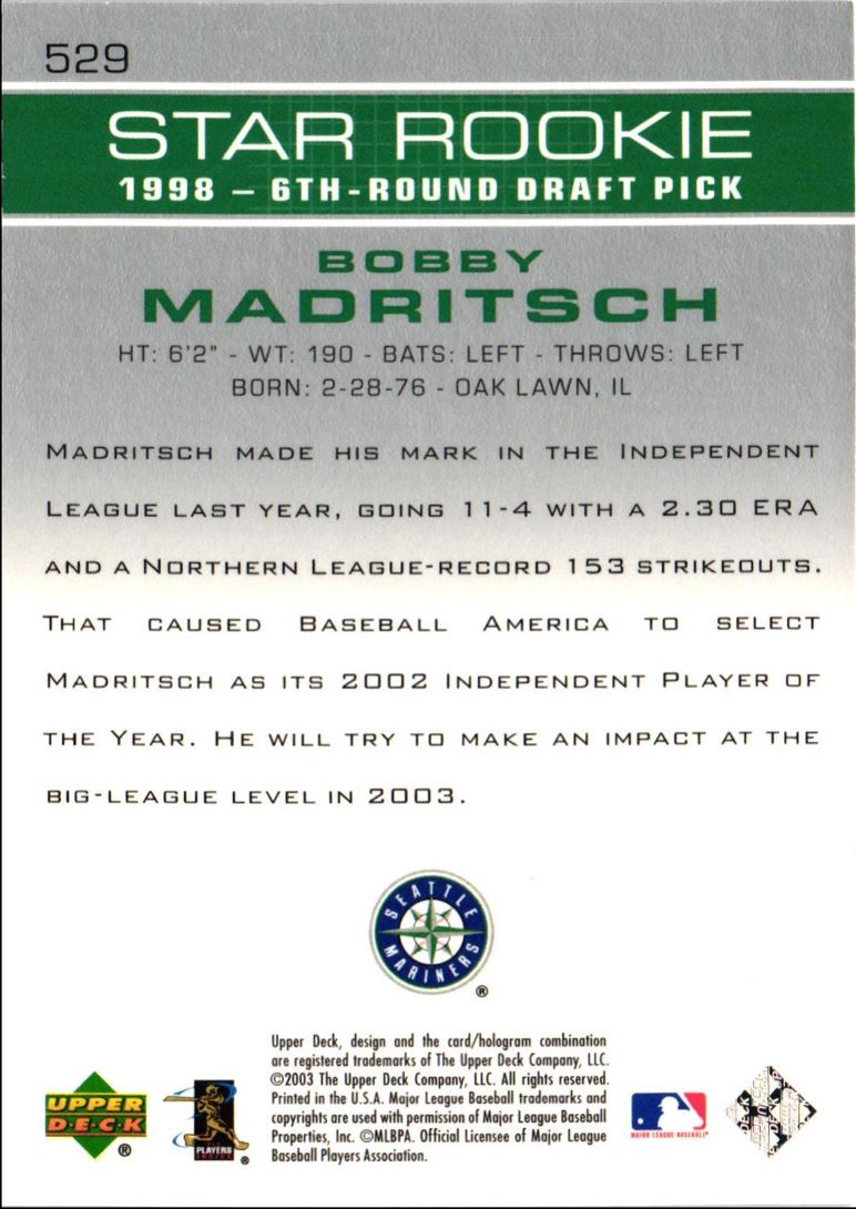 2003 Upper Deck Bobby Madritsch