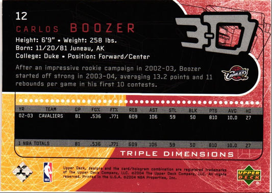 2003 Upper Deck Triple Dimensions Carlos Boozer