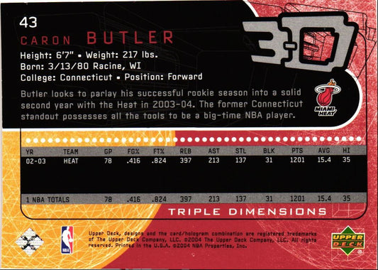 2003 Upper Deck Triple Dimensions Caron Butler