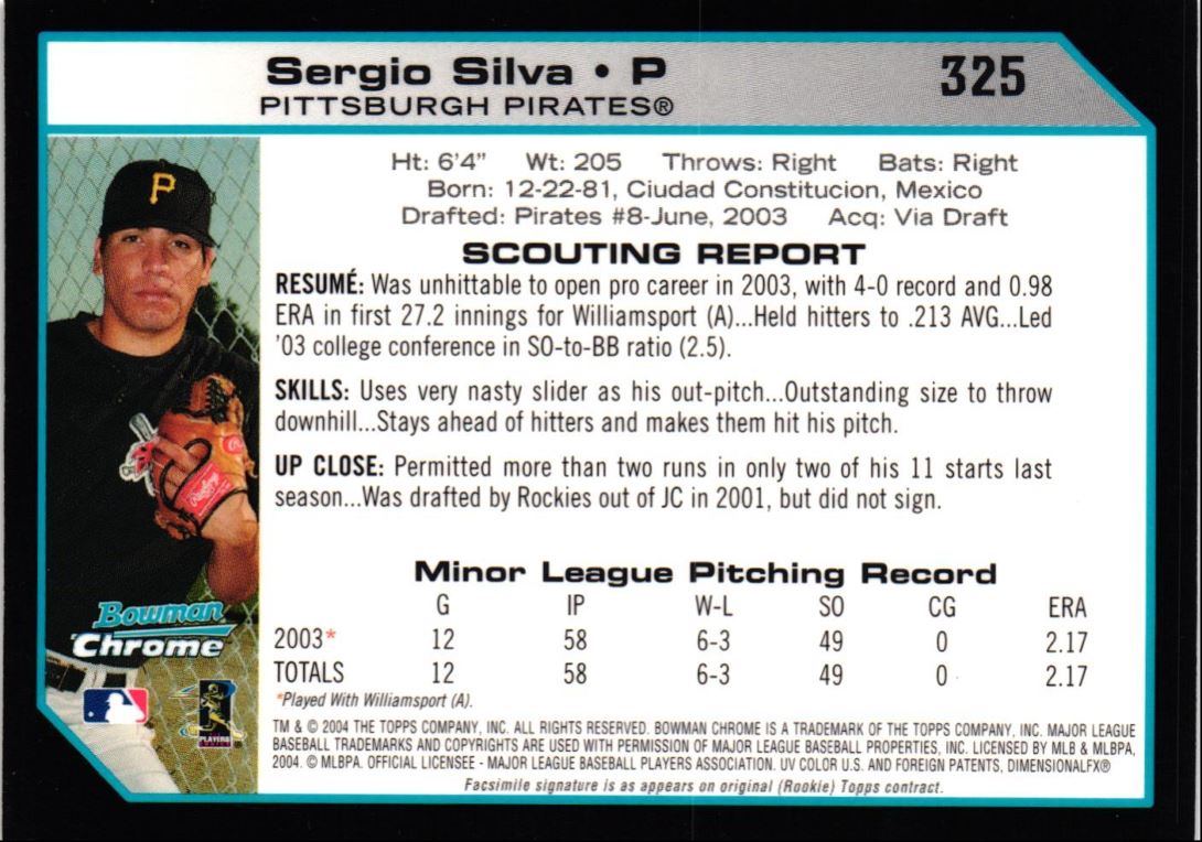 2004 Bowman Chrome Sergio Silva