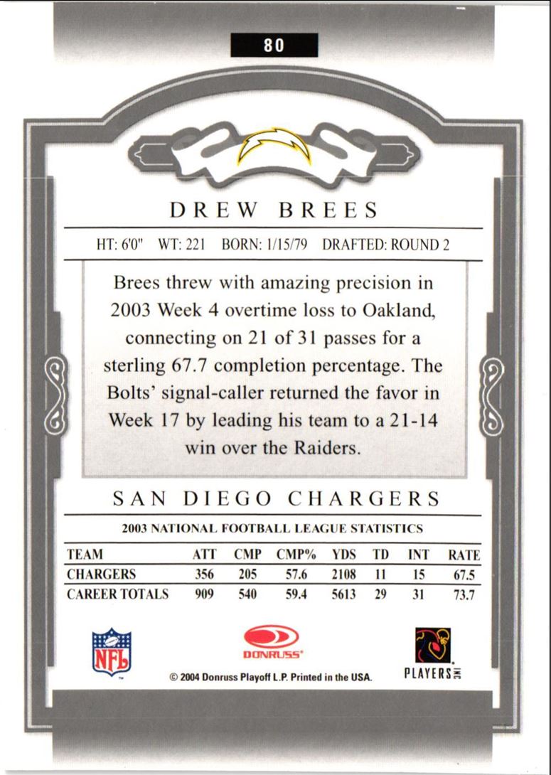 2004 Donruss Classics Drew Brees