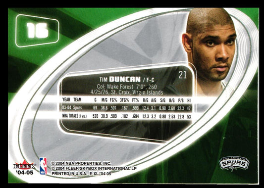 2004 SkyBox E-XL Tim Duncan