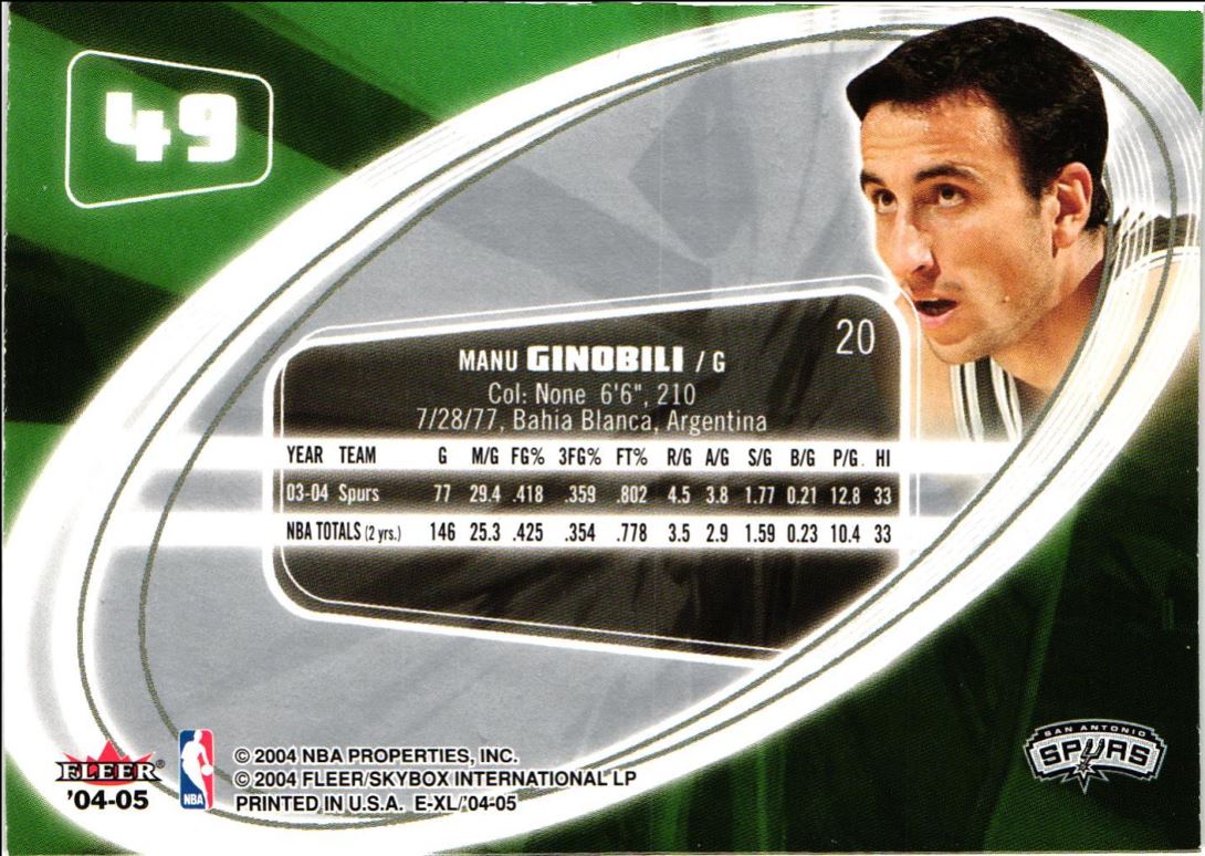 2004 SkyBox E-XL Manu Ginobili