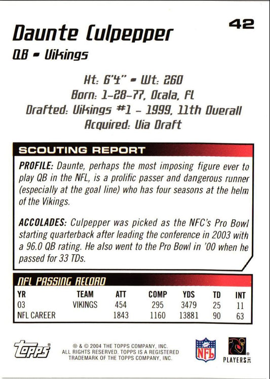 2004 Topps Draft Picks & Prospects Daunte Culpepper