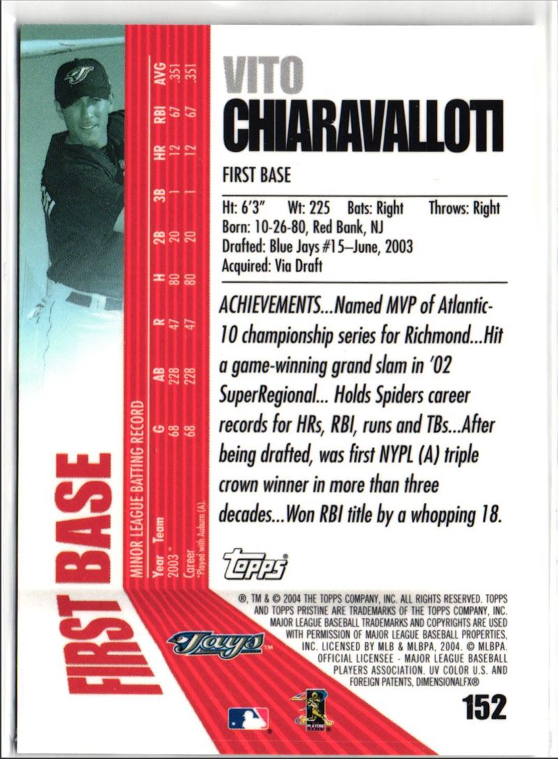 2004 Topps Pristine Vito Chiaravalloti