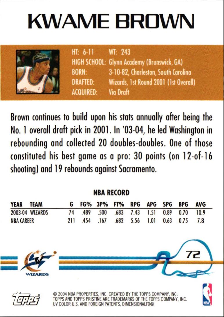 2004 Topps Pristine Kwame Brown