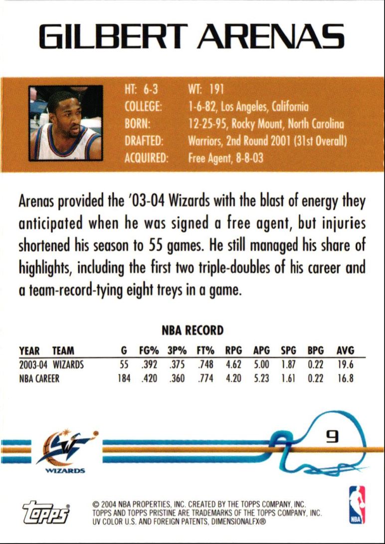 2004 Topps Pristine Gilbert Arenas