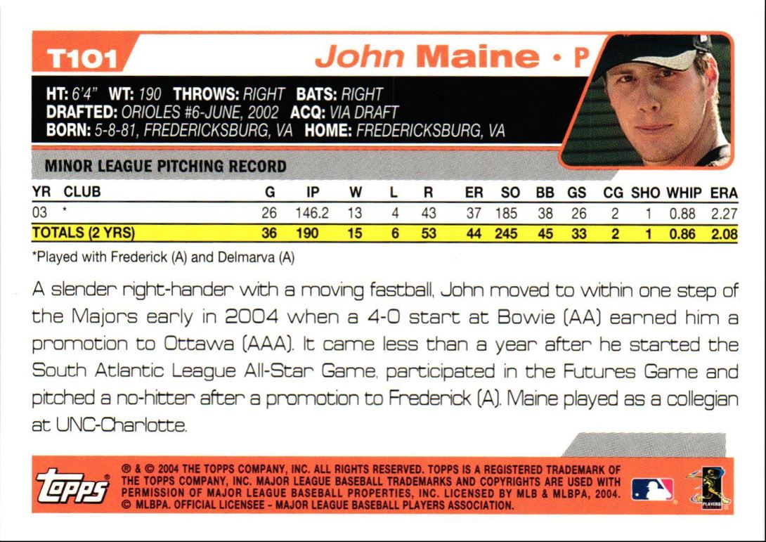 2004 Topps Traded & Rookies John Maine