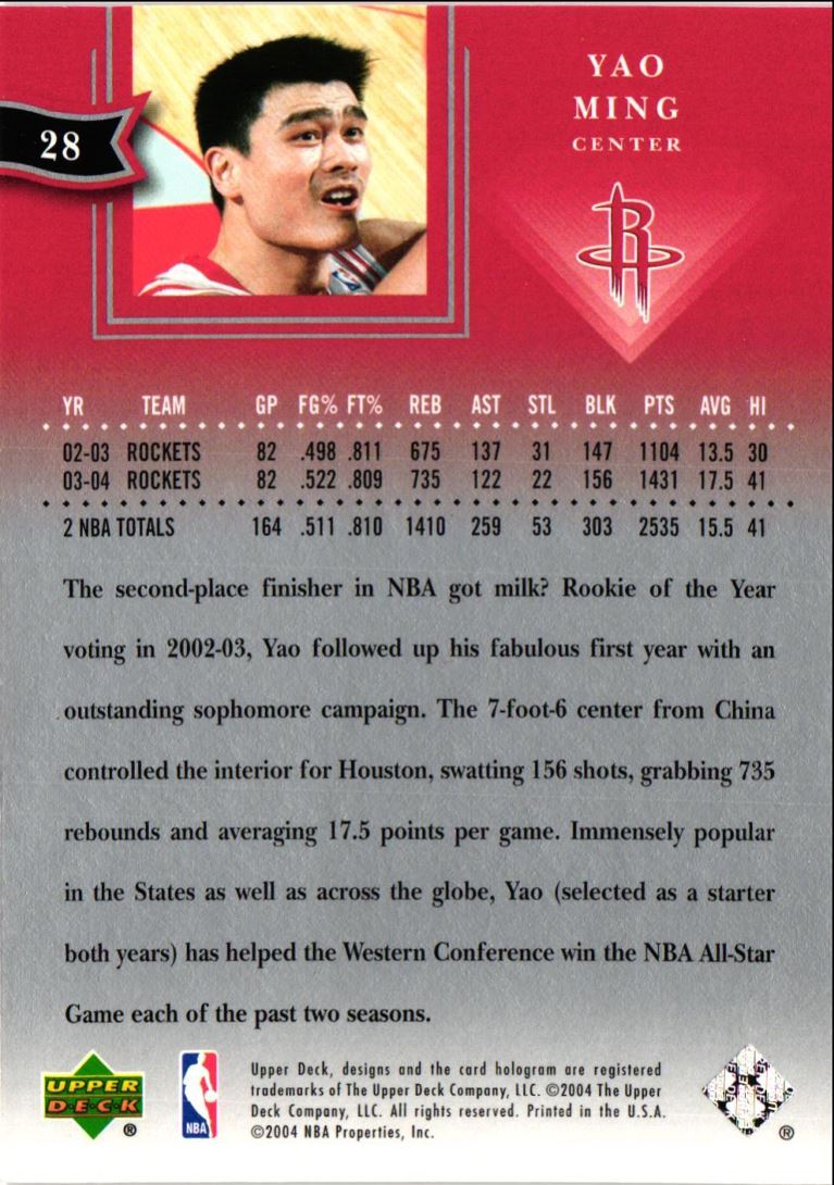 2004 Upper Deck All-Star Lineup Yao Ming