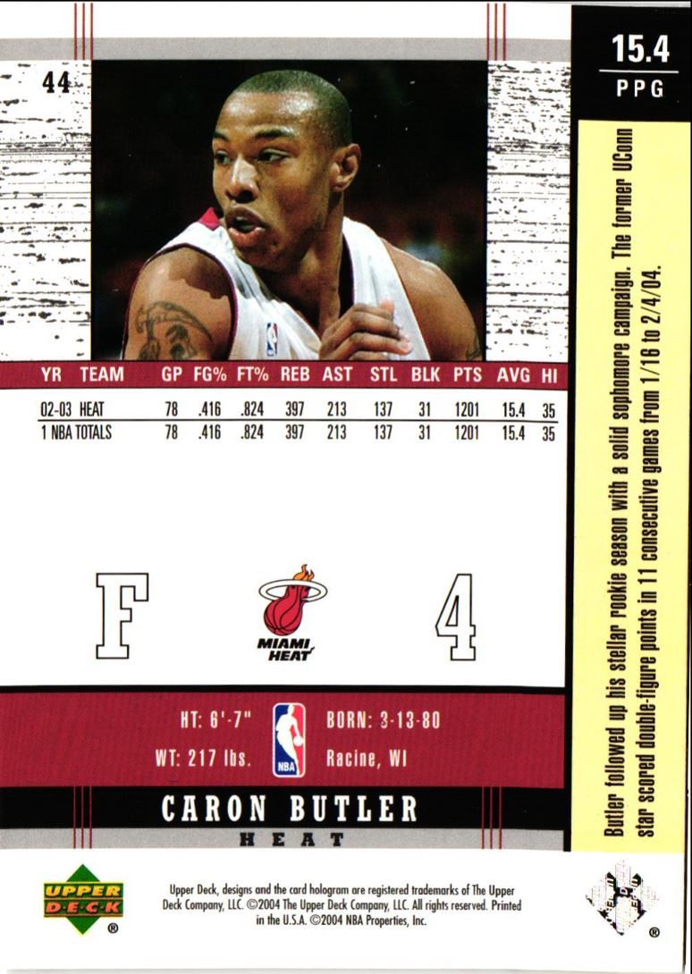 2004 Upper Deck Legends Caron Butler