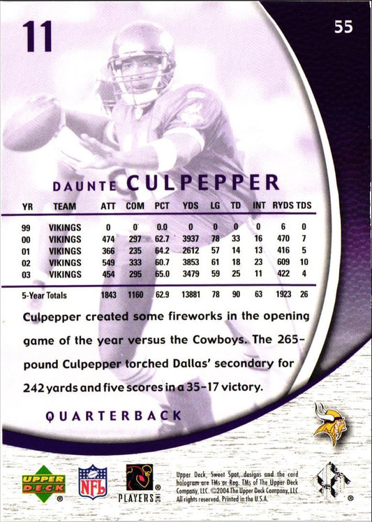 2004 Upper Deck Sweet Spot Daunte Culpepper