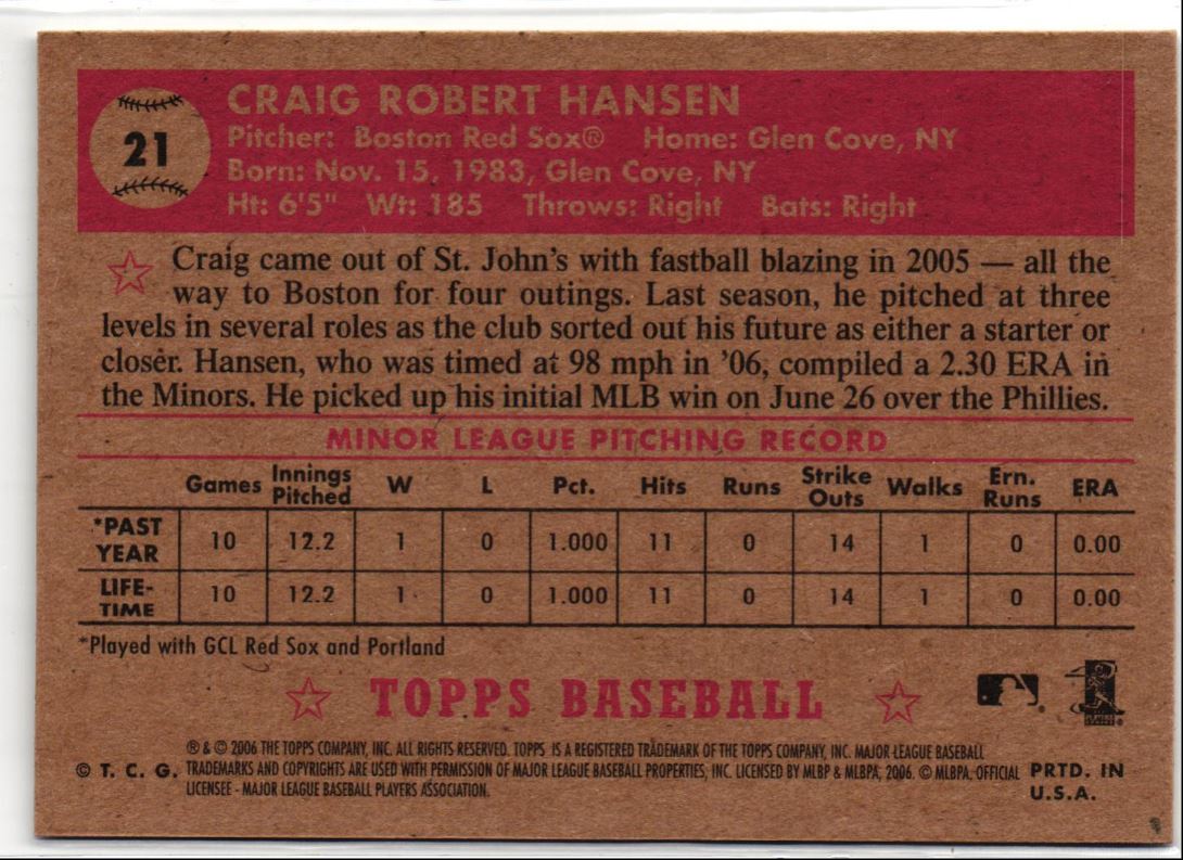 2006 Topps 1952 Edition Craig Hansen