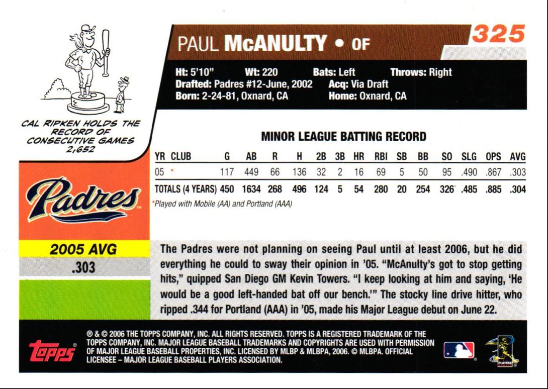 2006 Topps Paul McAnulty