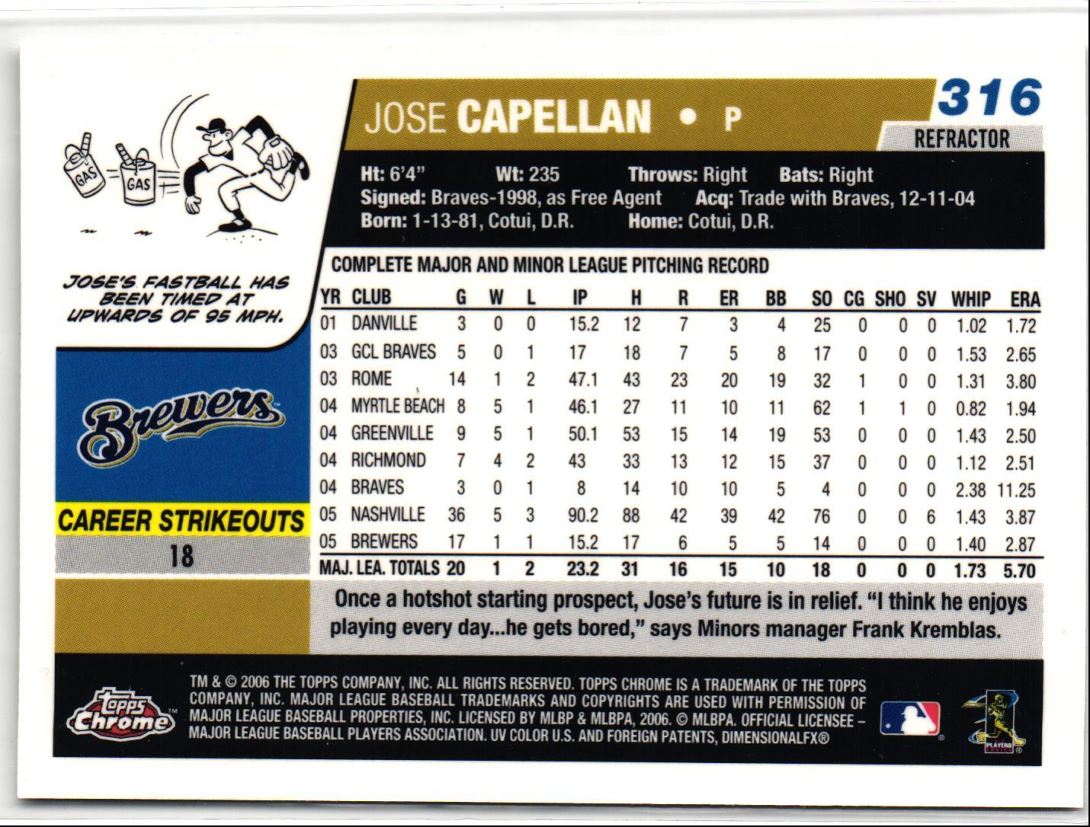 2006 Topps Chrome Jose Capellan