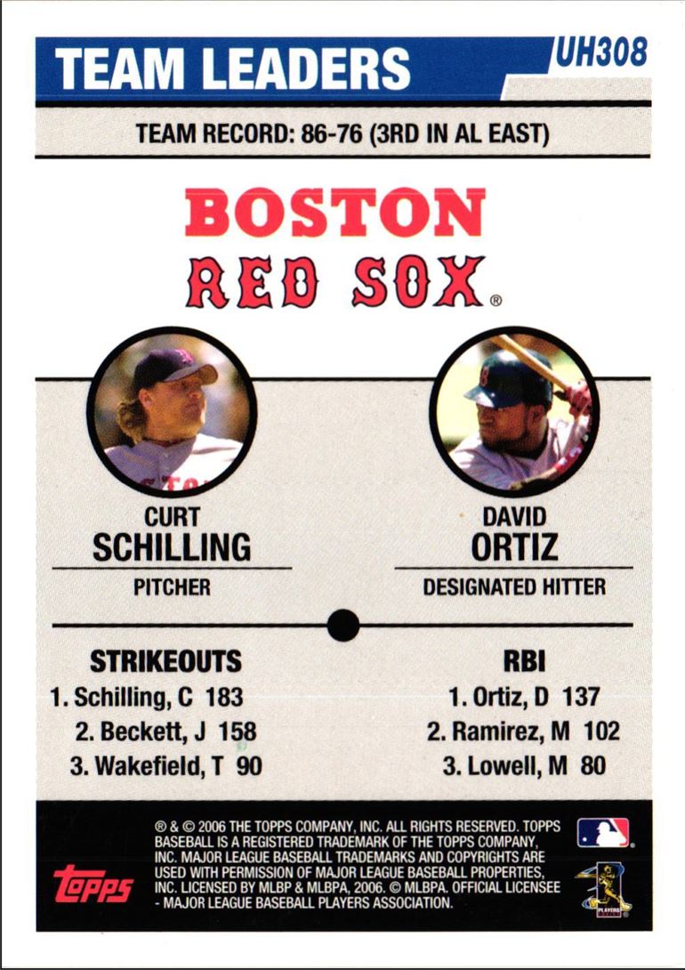 2006 Topps Updates & Highlights Curt Schilling/David Ortiz