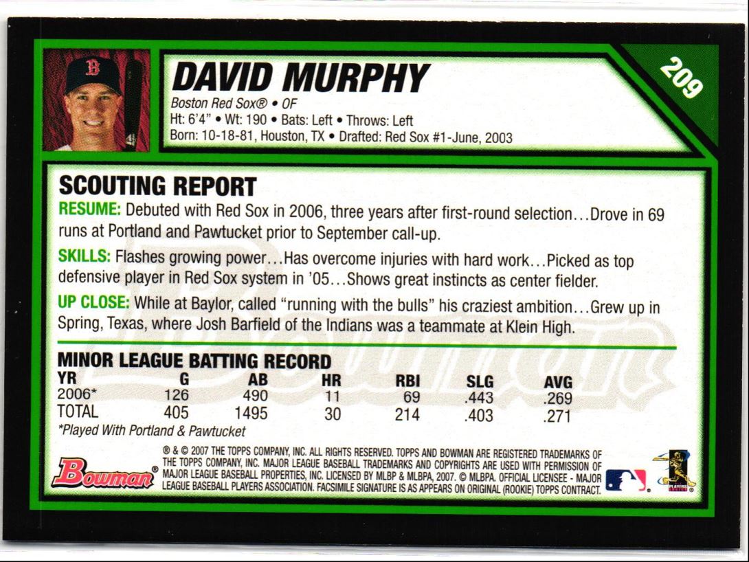 2007 Bowman David Murphy