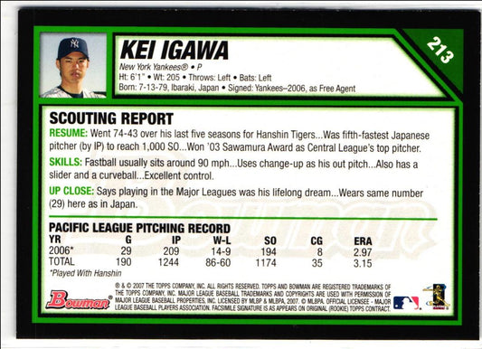 2007 Bowman Kei Igawa