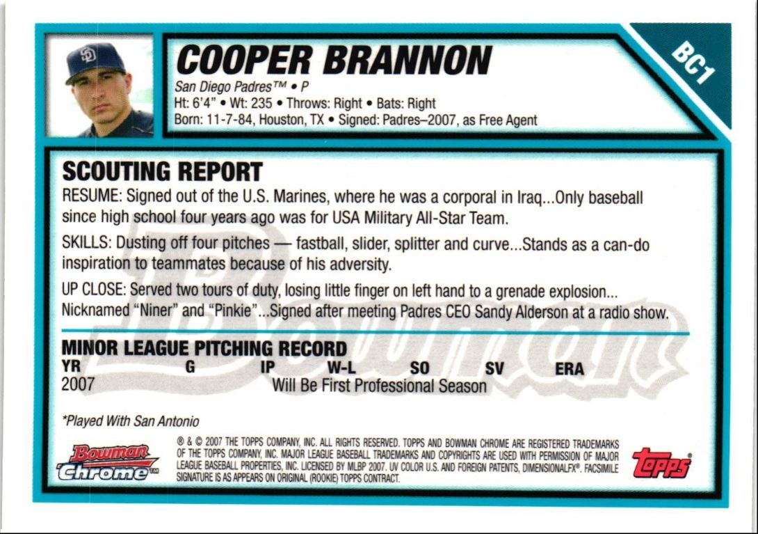 2007 Bowman Chrome Prospects Cooper Brannon