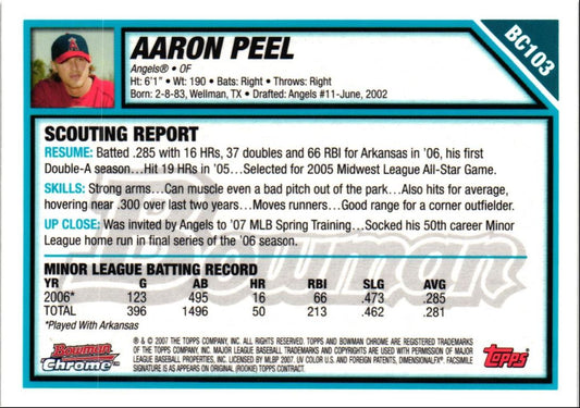 2007 Bowman Chrome Prospects Aaron Peel