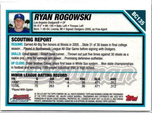 2007 Bowman Chrome Prospects Ryan Rogowski