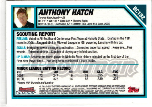 2007 Bowman Chrome Prospects Anthony Hatch