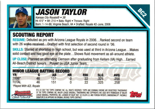 2007 Bowman Chrome Prospects Jason Taylor