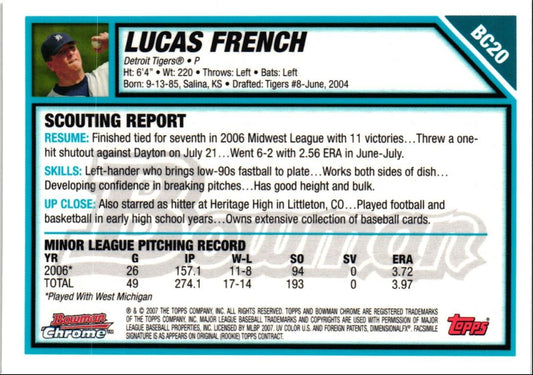 2007 Bowman Chrome Prospects Lucas French