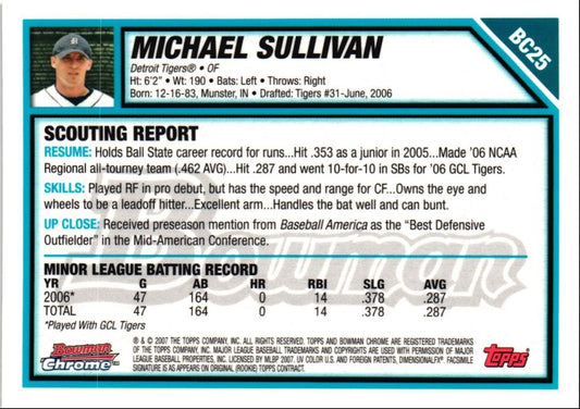 2007 Bowman Chrome Prospects Michael Sullivan