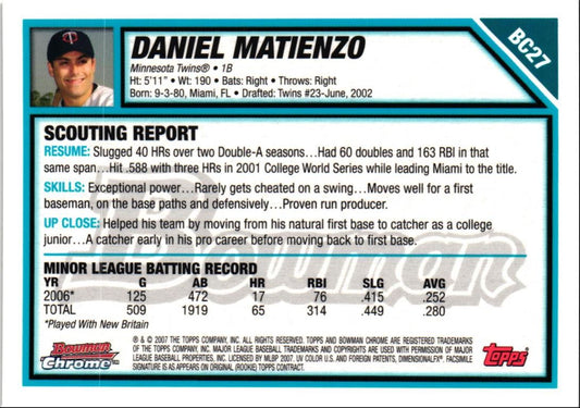 2007 Bowman Chrome Prospects Daniel Matienzo