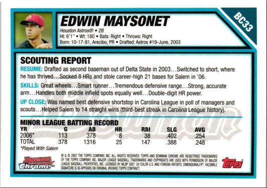 2007 Bowman Chrome Prospects Edwin Maysonet