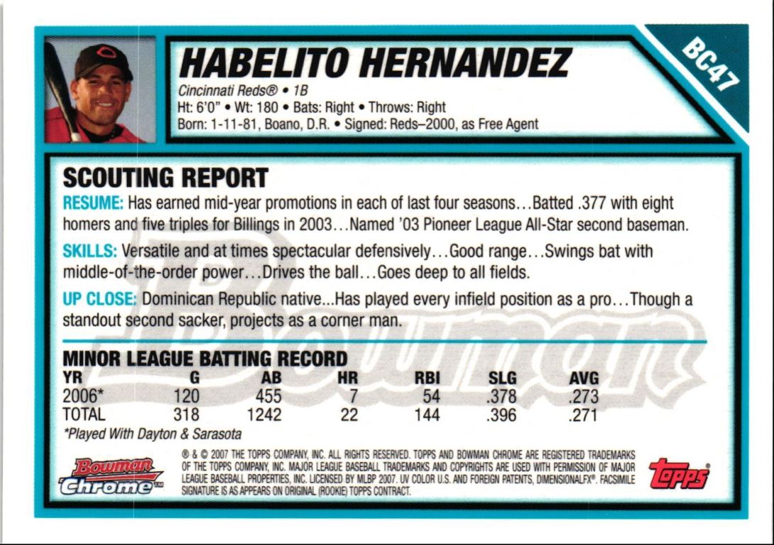 2007 Bowman Chrome Prospects Habelito Hernandez