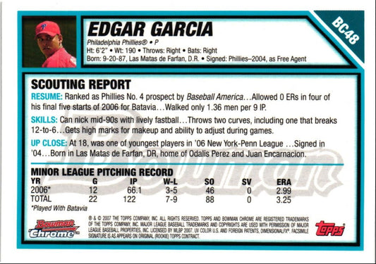 2007 Bowman Chrome Prospects Edgar Garcia