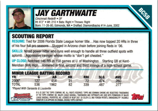 2007 Bowman Chrome Prospects Jay Garthwaite