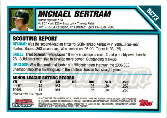 2007 Bowman Chrome Prospects Michael Bertram